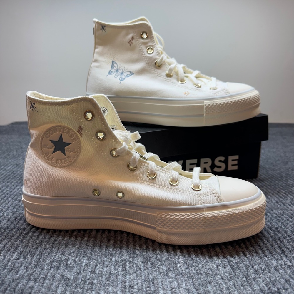 Converse Chuck Taylor All Star Lift Platform Tiny Tattoos Womens 9 New White
